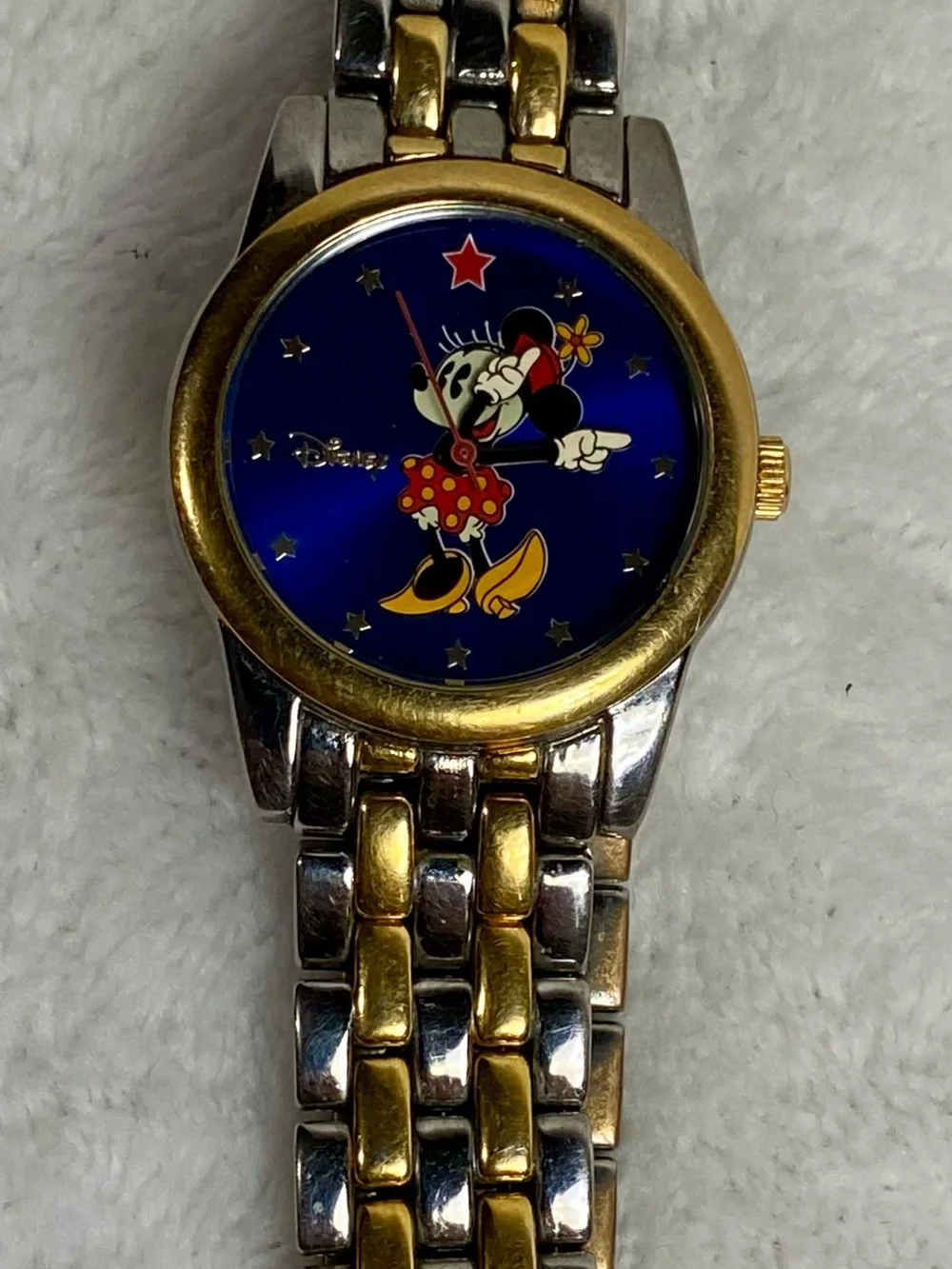 Disney Two-Tone Gold & Silver Minnie Mouse Watch with Blue Dial